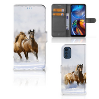 Motorola Moto E32 | Moto E32s Telefoonhoesje met Pasjes Paarden - thumbnail