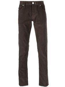 Sartoria Tramarossa pantalon Leonardo slim à plaque logo - Marron