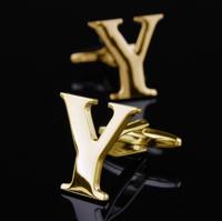 1 paar gouden letters A-Z naam Manchetknopen mannen Frans shirt Manchetknopen (Y)