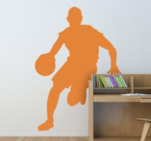 Sticker sport basketbalspeler dribbelen