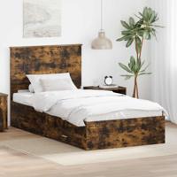 Bedframe met hoofdeinde Gerookt eiken 100 x 200 cm Bewerkt hout