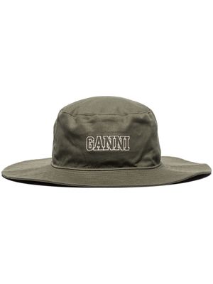 GANNI chapeau à logo brodé - Vert