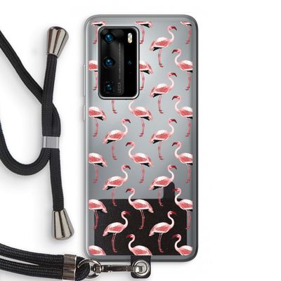 Flamingoprint groen: Huawei P40 Pro Transparant Hoesje met koord