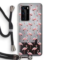 Flamingoprint groen: Huawei P40 Pro Transparant Hoesje met koord