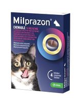 Krka milprazon kauwtabletten ontwormingstabletten kat (>2 KG 16 MG/40 MG 4 TBL)