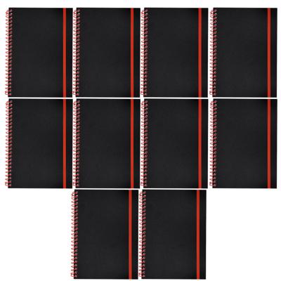 Notitieboekje Bilbo - 10x - A5 formaat - zwart / rood - 14 x 21 cm ? flexibele kaft ? lijntjes schri