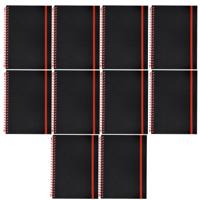 Notitieboekje Bilbo - 10x - A5 formaat - zwart / rood - 14 x 21 cm ? flexibele kaft ? lijntjes schri