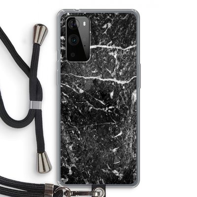 Zwart marmer: OnePlus 9 Pro Transparant Hoesje met koord