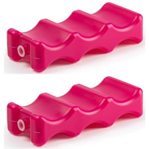 2x stuks koelelementen voor speciaal voor blikjes 22 x 9 cm roze