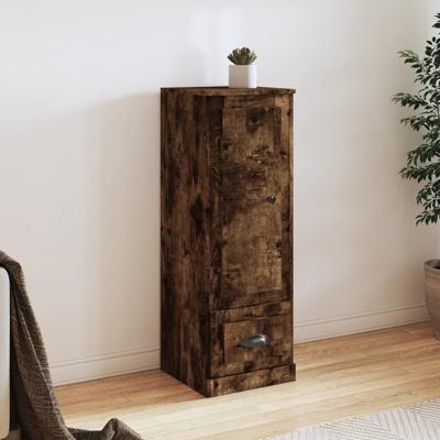 Hoge kast 36x35,5x103,5 cm bewerkt hout gerookt eikenkleurig