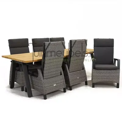 Tuinstoel Prato Brick wicker met Ambassador 240 cm teaktafel