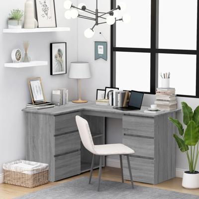Hoekbureau 145x100x76 cm bewerkt hout grijs sonoma eikenkleurig