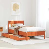 Bedframe zonder matras massief grenenhout wasbruin 75x190 cm