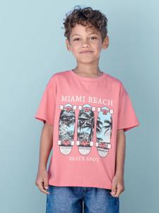 Jongensshirt met fotoprint koraal