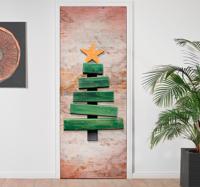 Feestdagen sticker houten kerstboom