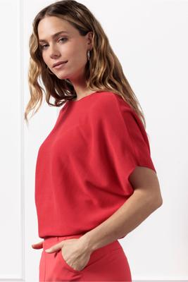 Studio Anneloes Lenti Pullover 12708 Trui Korte Mouw 2800 Coral Red