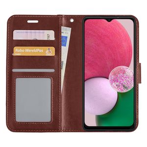 Basey Samsung Galaxy A13 5G Hoesje Book Case Kunstleer Cover Hoes - Bruin