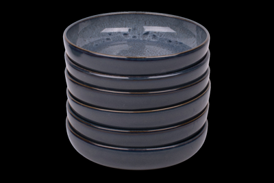 Set van 6 diepe borden - 18 cm - Amadora - blauw met aqua look - Portugees stoneware