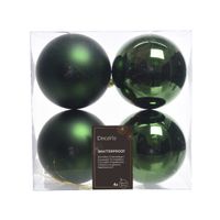 4x Kunststof kerstballen glanzend/mat donkergroen 10 cm kerstboom versiering/decoratie   -