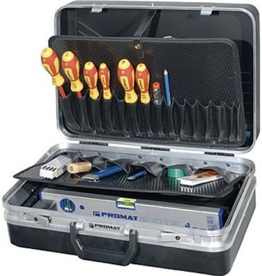 Promat Gereedschapsassortiment | 46-delig | in aluminium framekoffer | voor elektriciens - 4000820303 4000820303