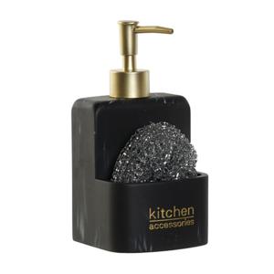 Items Zeeppompje met keuken organizer Marble - zwart/goud - polyresin - 9 x 9 x 18 cm   -