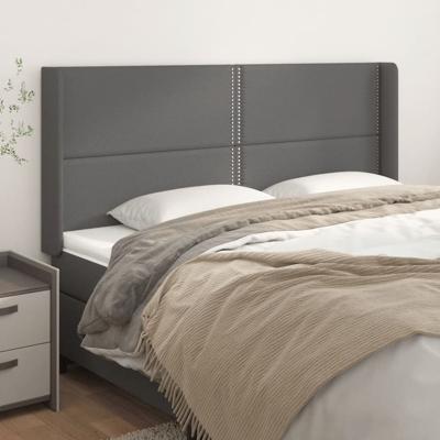 Hoofdbord met randen 183x16x118/128 cm kunstleer grijs