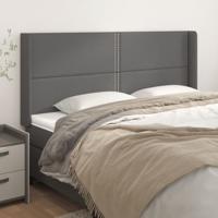 Hoofdbord met randen 183x16x118/128 cm kunstleer grijs