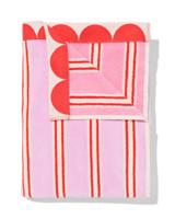 HEMA Kinderstrandlaken 80x140cm velours strepen (roze)
