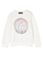 Versace Kids pull orné de strass à motif Medusa Head - Blanc