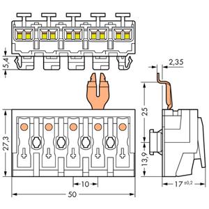 WAGO 294-8315 WAGO GmbH & Co. KG Netaansluitingsklem Flexibel: - Massief: 0.5-2.5 mm² Aantal polen: 5 250 stuk(s) Wit