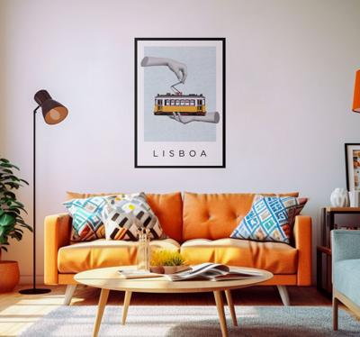 Poster van Lissabon met afbeelding bus