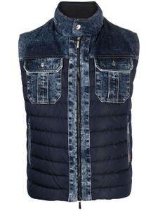 Moorer gilet zippé à bords en jean - Bleu