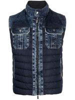 Moorer gilet zippé à bords en jean - Bleu - thumbnail