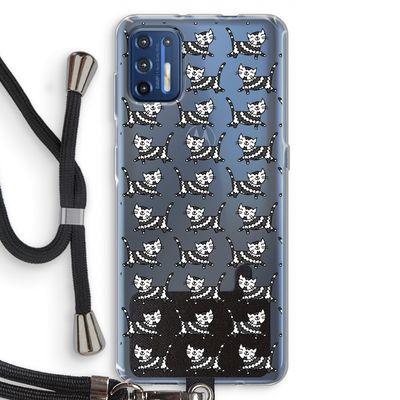 Zwarte poes: Motorola Moto G9 Plus Transparant Hoesje met koord