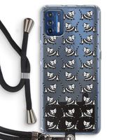 Zwarte poes: Motorola Moto G9 Plus Transparant Hoesje met koord
