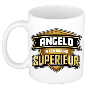 Naam mok Angelo - wit - Superieur - keramiek - 300 ml - cadeau collega beker