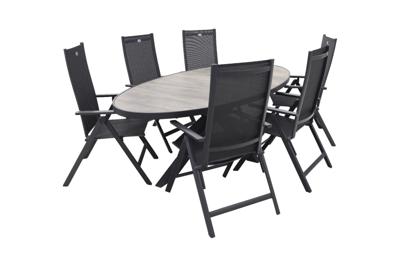 Kismo ovale tuintafel met 6 Hartman verstelbare tuinstoelen Napoli