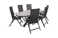 Kismo ovale tuintafel met 6 Hartman verstelbare tuinstoelen Napoli