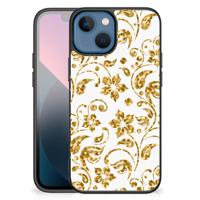 Apple iPhone 13 mini Bloemen Hoesje Gouden Bloemen