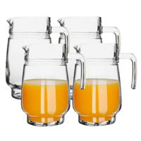 Luminarc schenkkan/karaf - 4x - glas - 1,6 liter - Sapkannen/waterkannen/schenkkannen