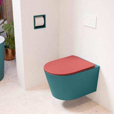Wandcloset Mondiaz Lavie | Zonder spoelrand | Incl.Toiletzitting-Fire | Keramiek | Smag (turquoise)