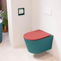 Wandcloset Mondiaz Lavie | Zonder spoelrand | Incl.Toiletzitting-Fire | Keramiek | Smag (turquoise)