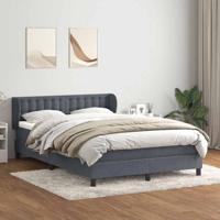 Boxspring met matras fluweel donkergrijs 140x210 cm