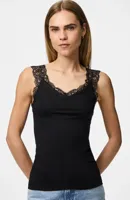 Hemdje met kant - Lace Top - Barbera - Viscose kanten onderhemd - Singlet met brede bandjes - Zwart - Huidskleur - Wit - Lingerie top