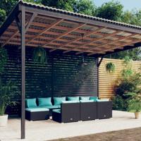 10-delige Loungeset met kussens poly rattan zwart