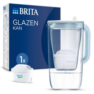 BRITA Duurzame Glazen Waterfilterkan - 2,5L - Blauw - incl. 1 MAXTRA PRO All-in-1 Filterpatroon