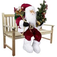 Kerstman pop Lucas - H45 cm - rood - zittend - kerst beeld -decoratie figuur