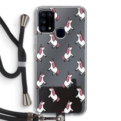 Eenhoorns overal: Samsung Galaxy M31 Transparant Hoesje met koord