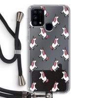 Eenhoorns overal: Samsung Galaxy M31 Transparant Hoesje met koord