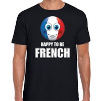 Frankrijk emoticon Happy to be French landen t-shirt zwart heren - thumbnail